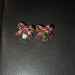 Charming Red and Gold Bow Earrings